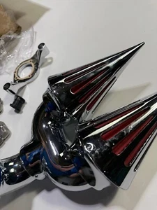 Chrome Dual Spike Intake Air Cleaner Filter for Harley CV Carb Delphi V-Twin - Picture 1 of 3