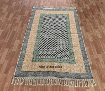 Handmade Area Rug Cotton Rug Outdoor Yoga Navajo Rug Boho Kitchen Living Room - Image 1 of 4