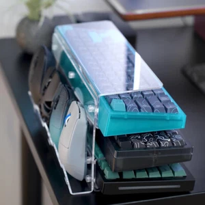 Porta mouse tastiera acrilica 3 livelli portaoggetti tastiera espositore vassoio - Foto 1 di 12