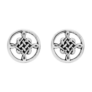 Intricately Beautiful Round Celtic Knot Sterling Silver Stud Earrings - Picture 1 of 5