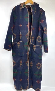 Vintage Woolrich Southwest Aztec lana fantasia cappuccio trench coperta cappotto PICCOLO - Foto 1 di 8
