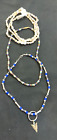 3 Beaded Necklace Lot Young Adult Surfer Beach Arrowhead Black Metal Blue Brown