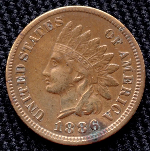 1886 USA ONE CENT - BRONZE - INDIAN HEAD PENNY Cover
