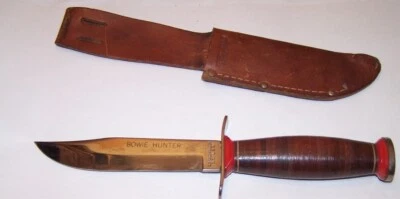 Vintage Schrade Walden Nueva York EE. UU. Cuchillo Bowie Hunter + funda Foto 1 de 4