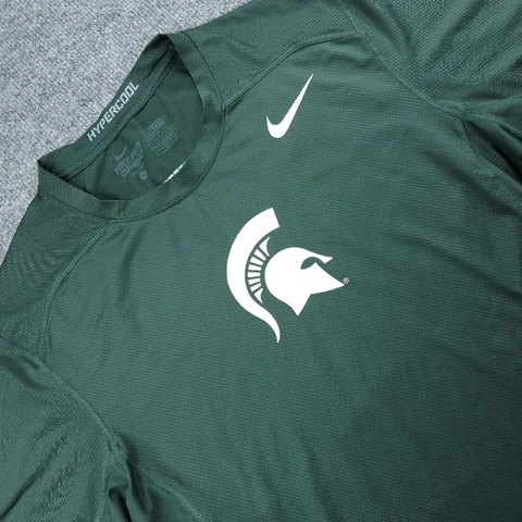 Nike Pro Combat Mens Shirt Medium Hypercool Fitted Michigan State Spartans Green Cover