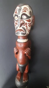 Vintage PNG Papua New Guinea Carved Painted Sepik Figure Totem Primitive ArtRare - Picture 1 of 11