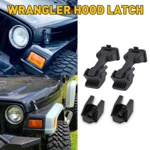 Front Hood Catch Lock Latch Pins Bracket Kit For JEEP Wrangler TJ 97-06 Pair NUS - Picture 1 of 12