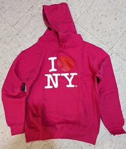 I Love NY Unisex Sweatshirt Hoodie Hot PinK New York City Souvenir Travel Gift - Picture 1 of 6
