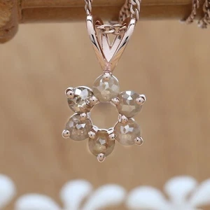 Round Rose Cut Diamond Pendant Dangling Diamond Pendant (No Chain) KDN7667 - Picture 1 of 9