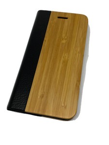 Véritable housse portefeuille en bois de bambou folio avec emplacement pour carte pour iphone SE 2022/2022,8,7