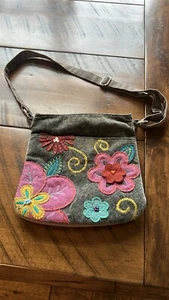 Felted Wool Flower HOBO Crossbody BAG Handmade - Picture 1 of 4