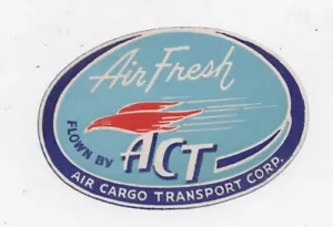 Etiqueta de equipaje vintage ""fresco"" transporte aéreo de carga ACT - Imagen 1 de 1