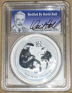 2016 Australia 1oz Silver Lunar Monkey PCGS MS70 - Verified By David Hall - Picture 1 of 2
