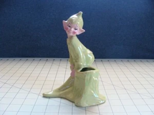 1951 GILNER CALIF CERAMIC GREEN ELF FIGURINE PLANTER - Picture 1 of 5