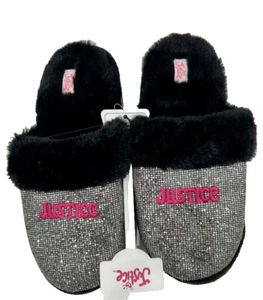 Zapatillas raspadas sin cordones Justice Girls TALLA 4-5, COLOR negro y plateado nuevas con etiquetas - Imagen 1 de 17