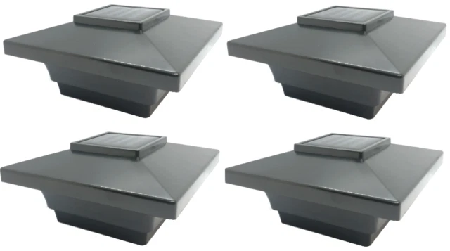 Garden Sunlight Solar Post Cap Low Profile 4 SMD LED Black 4X4 Vinyl & Wood (PL251B)