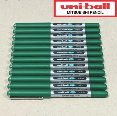 12 x Uni-ball Eye Pigment Ink Roller Ball Pen Green 0.5mm Micro UB-150 - image 1 of 4
