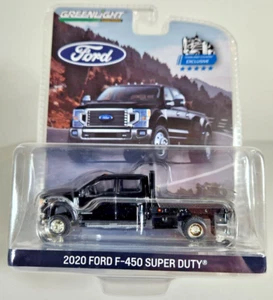 Camión Ford F-450 Super Duty 2020 1:64 GreenLight doble plataforma plana negro exclusivo - Imagen 1 de 2