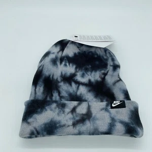 Nike Unisex Adult Cuffed Beanie Winter Warm Logo Tie Dye Black One Size - Picture 1 of 5