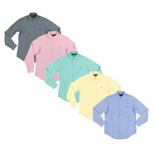Polo Ralph Lauren masculina ajuste clássico Oxford Botão No Camisa Manga Longa Camisa PRL