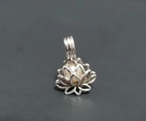 Lucas Lameth LUC Sterling Silver 925 Lotus Flower Caged Pearl Pendant - Picture 1 of 10
