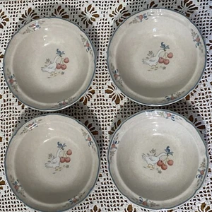set 4 Vintage Marmalade Stoneware Cereal Bowls 6 15/16" Geese Cherries - Picture 1 of 4