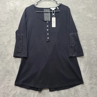 Camisa Simply Noelle Mujer L/XL 12-14 Túnica Encaje Botón Delantero Negra Informal Foto 1 de 4