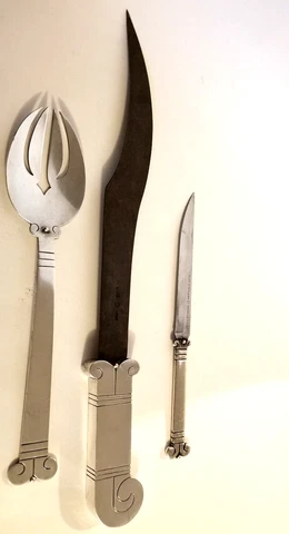 HECTOR AGUILAR  Aztec TAXCO Silver - Carving Knife, Serving Fork & Steak Knife Cover