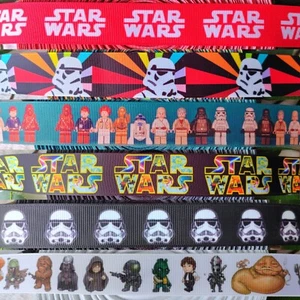 Star Wars 22mm 7/8" 1 Yard Grosgrain 3D Print Ribbon Gift Warp Crafts Hair Bow - Picture 1 of 15