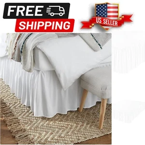 Classic 100% Microfiber Bed Skirt - King Size, Bright White, Elegant Ruffles - Picture 1 of 7