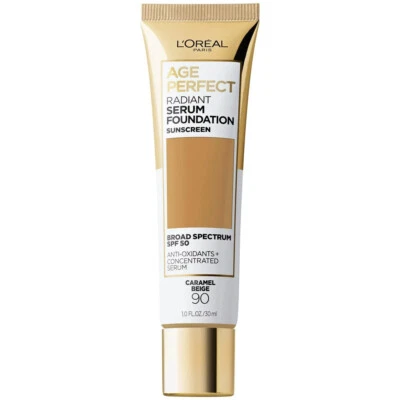 Base de maquillaje L'oreal Age Perfect Radiant Serum #90 beige caramelo Foto 1 de 4