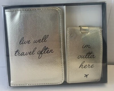 Funda de pasaporte y etiqueta de equipaje de cuero sintético A New Day oro rosa Dest. Desconocido Foto 1 de 2