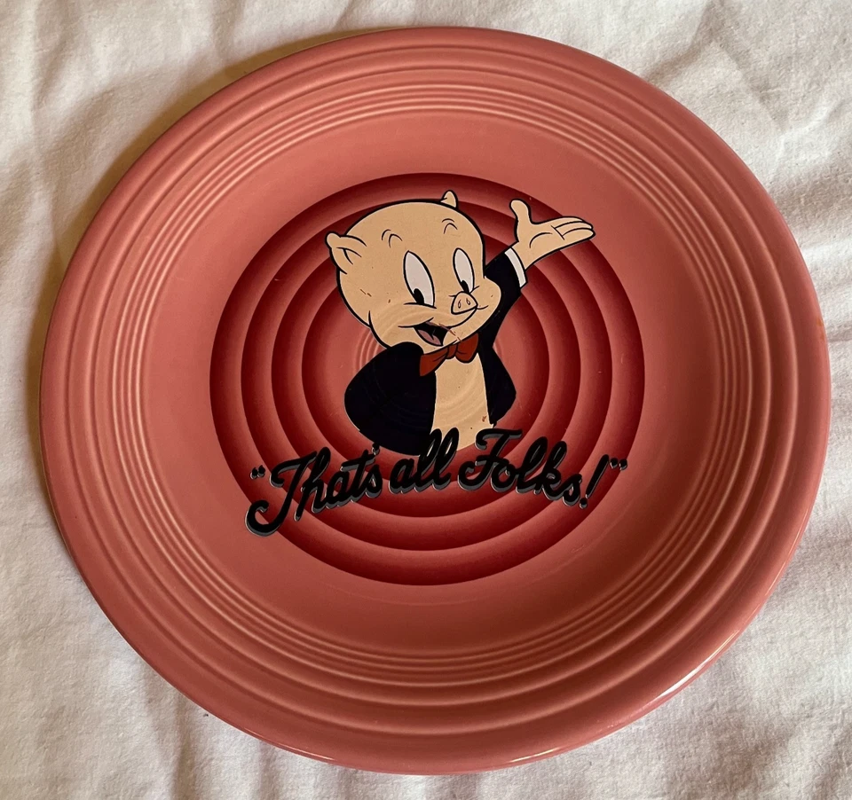 Plato Porky Pig Fiesta 10.5" Warner Bros Homer Laughlin 1994 Cena Rosa De Colección Foto 1 de 4