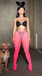 Leggings Stiefel mit Absatz - Neon Pink - Bild 1 von 3