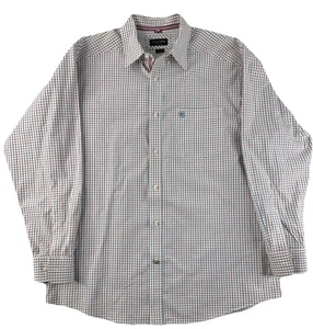 Ariat Pro Series Shirt Mens XL Plaid Button Down Long Sleeve Cowboy red white B - Picture 1 of 14