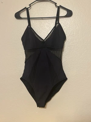 Traje de baño Kenneth Cole de una pieza con detalle de malla negro para mujer talla S Foto 1 de 4