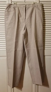 Ruby Rd Plus Size 18W Sparkly Khaki Chino Pants Beige Sparkle Cotton Blend - Picture 1 of 7