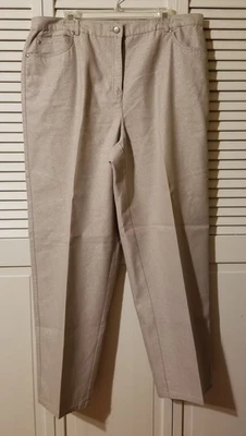 Ruby Rd Plus Size 18W Sparkly Khaki Chino Pants Beige Sparkle Cotton Blend - Image 1 of 4