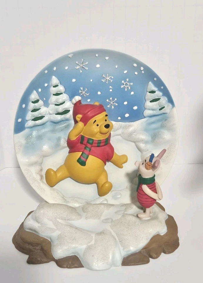 Winnie The Pooh And Piglet 3D Collectors Plate Snowflakes & Christmas 🎄  - Image 1 of 4