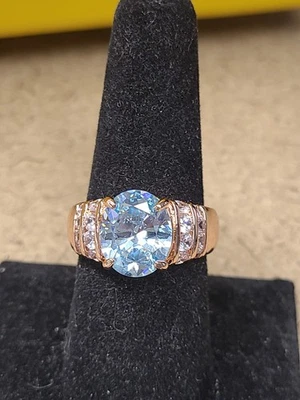 Bomb Party Ring Size 8 RG11032 ‘She Makes Moves’ Aquamarine CZ Rose Gold Plate - Image 1 of 2