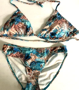 Bikini bunt weiß türkis  Gr. 40  gemustert Neckholder gepolstertes Oberteil neuw - Bild 1 von 6