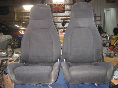 Mazda Miata 1990-1993 fabricante original asiento de tela negro asiento conductor pasajero conjunto limpio Foto 1 de 4