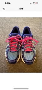 Zapato deportivo Asics para mujer azul/blanco/rosa intenso con cordones talla 10 - Imagen 1 de 9