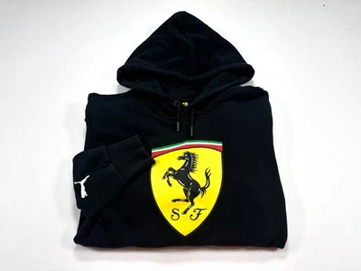 Sudadera con Capucha Puma Para Hombre Mediana Negra Scuderia Ferrari F1 Racing Shield Pullover Foto 1 de 4