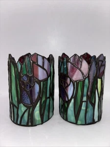 Pair Forma Vitrum Stained Glass Candle Shade - Picture 1 of 7