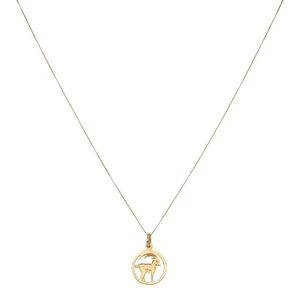 Pre-Owned 9ct Yellow Gold Aries Ram Horoscope Pendant Necklace 9ct gold For Her - Picture 1 of 1