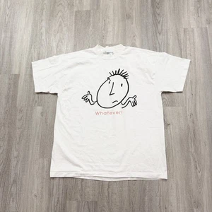 Vintage Whatever Shirt Herren Large weiß 90er Einzelnaht Grafik lustig Humor - Bild 1 von 10