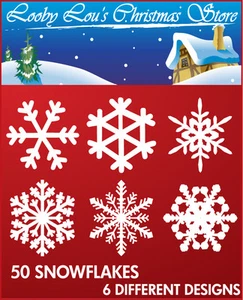 SNOWFLAKE CHRISTMAS WINDOW STICKERS - EASY TO USE CLINGS SNOWFLAKES - Picture 1 of 1