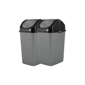 Superio 2er Pack Mini Kunststoff Mülleimer mit Schwenkdeckel Grau/Schwarz 1,25 Gal - Bild 1 von 10