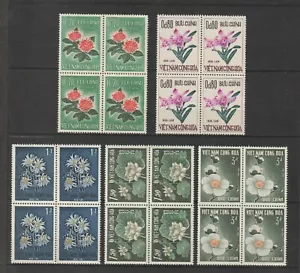 1965 Vietnam Stamp Flowers: Ixora, Orchid, Plum Blossom Sc # 261- 265 MNH - Picture 1 of 2